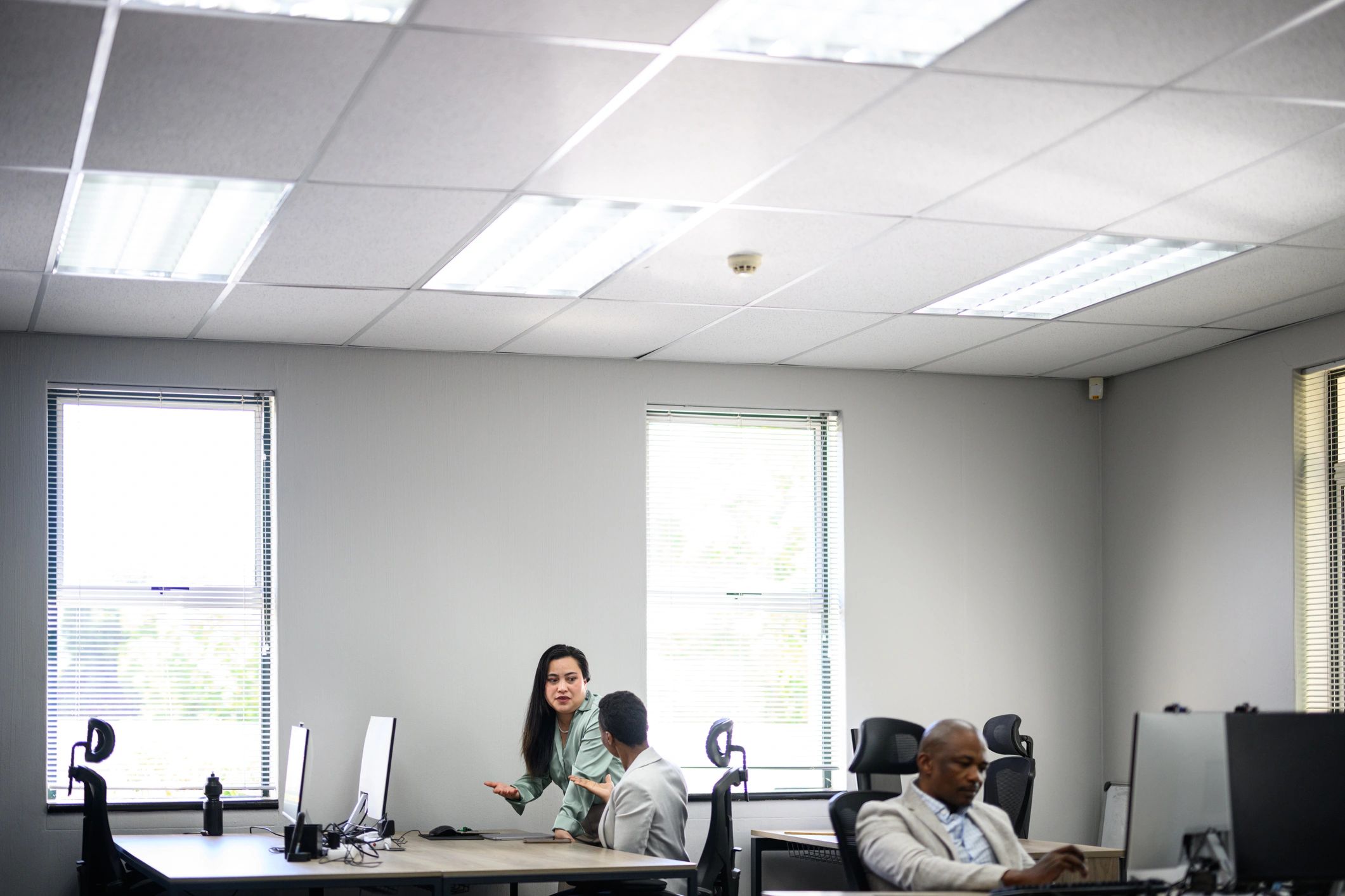 Business professionals collaborating in a modern office